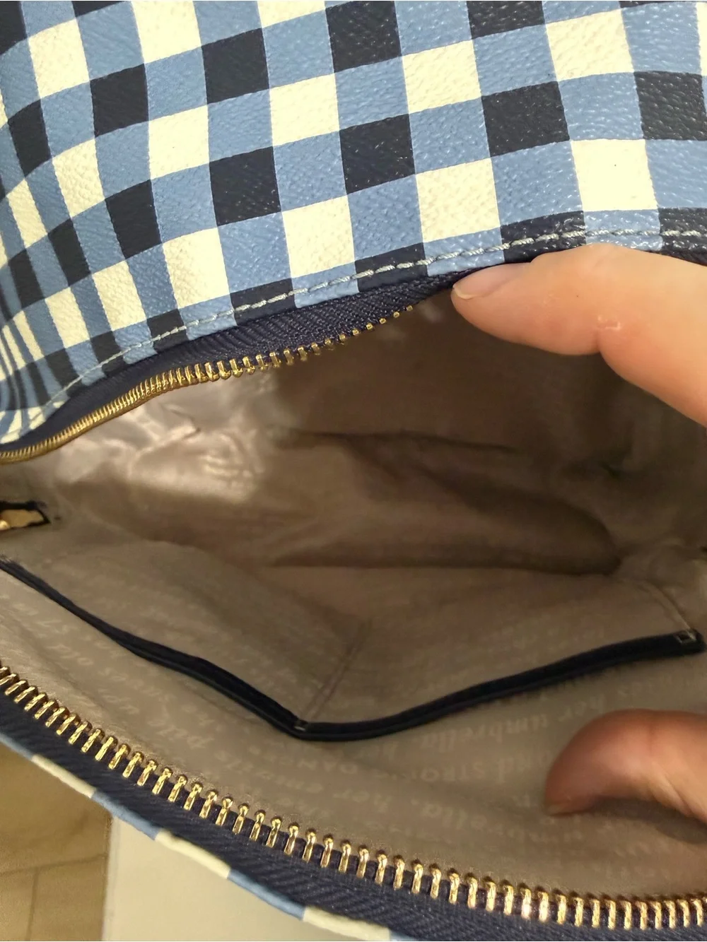 kate spade navy and white gingham backpack